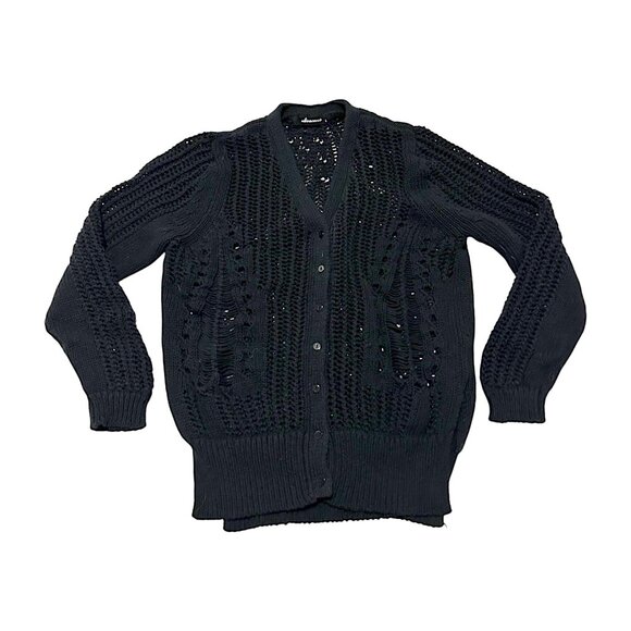 Olivaceous Cotton Cardigan with Open weave, Black, Size L - Picture 4 of 16